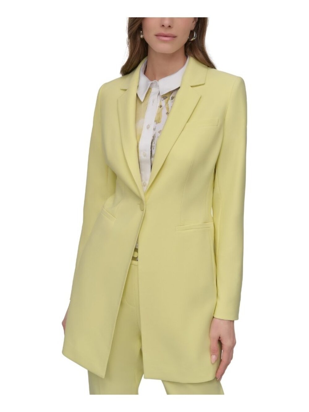 DKNY *Defect* Petite Size 6P Notched-Collar One-Button Topper Jacket Yellow $169